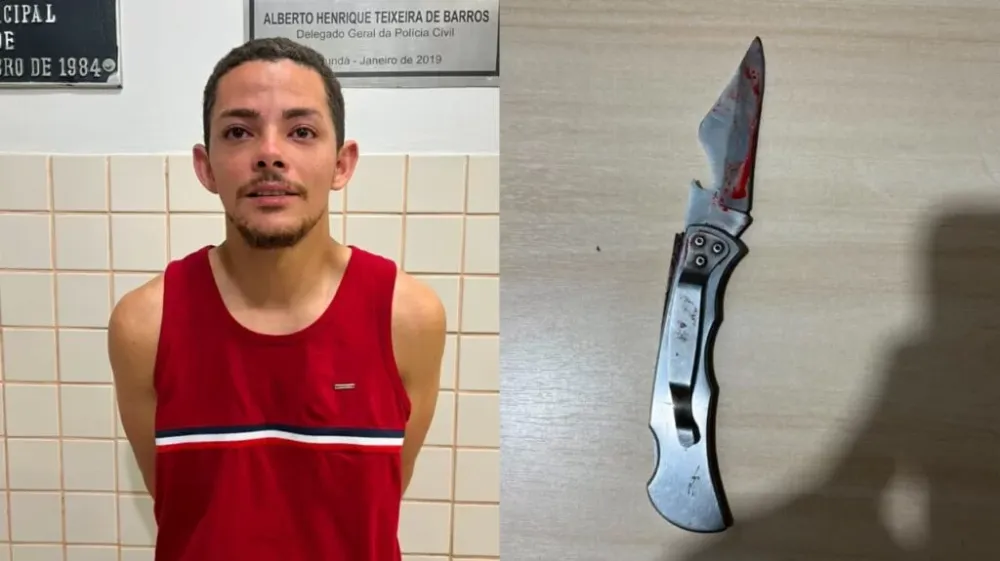 O acusado que foi preso e a arma usada no assassinato / Rede Social