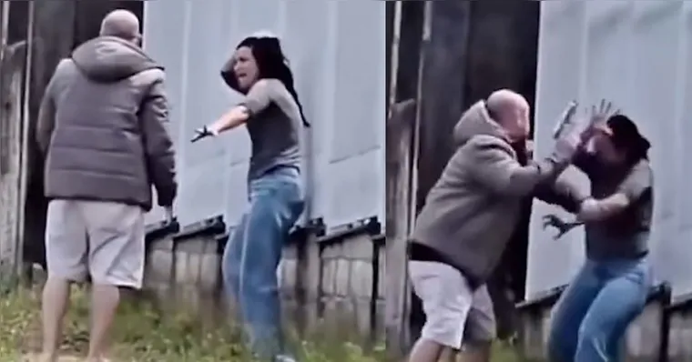 O suspeito golpeava a cabeça da mulher e utilizava uma arma de fogo para tentar atingi-la | Foto: Reprodução